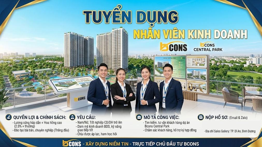 Tuyển dụng Nhân viên kinh doanh Bcons Central Park